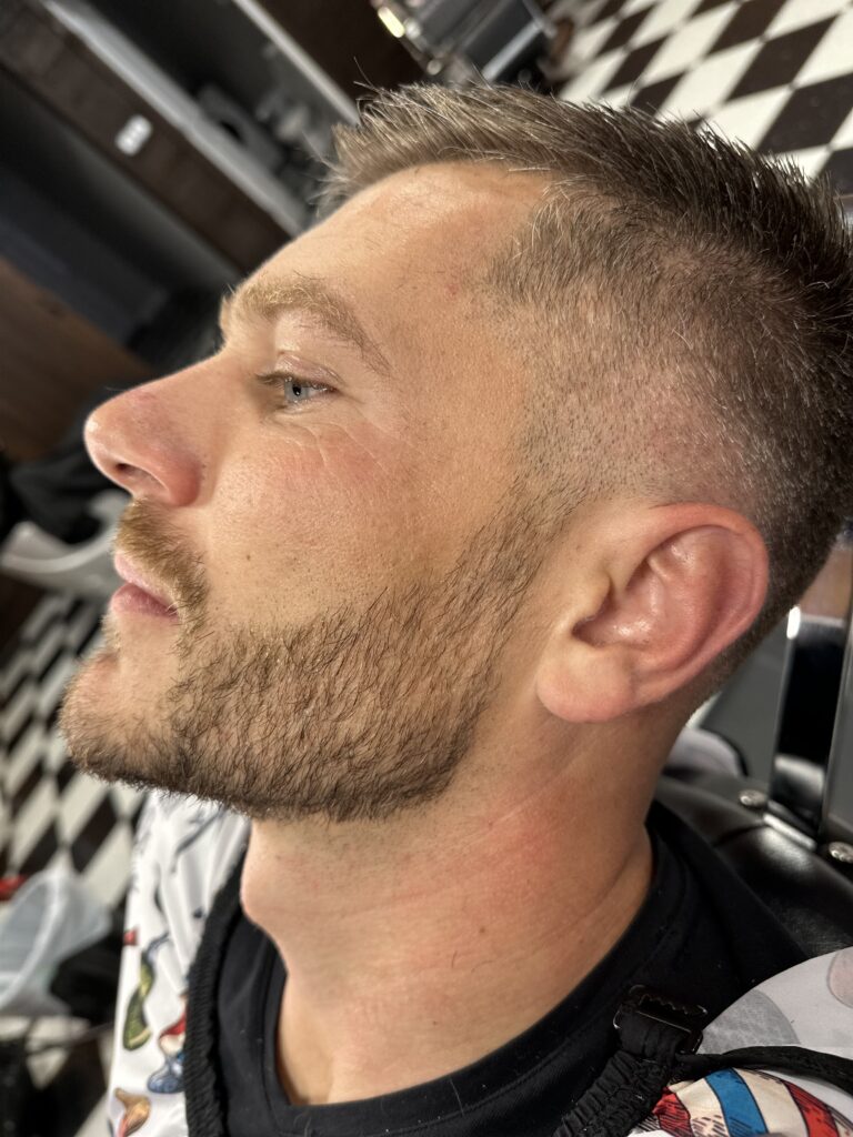 Men's haircut and fade and beard trim performed at The Faithful Barber & Co barbershop. Barber in Aylmer Ontario.